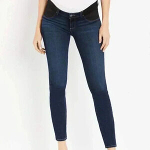 Paige Verdugo Ultra Skinny Side Panel Maternity Jeans Dark Blue